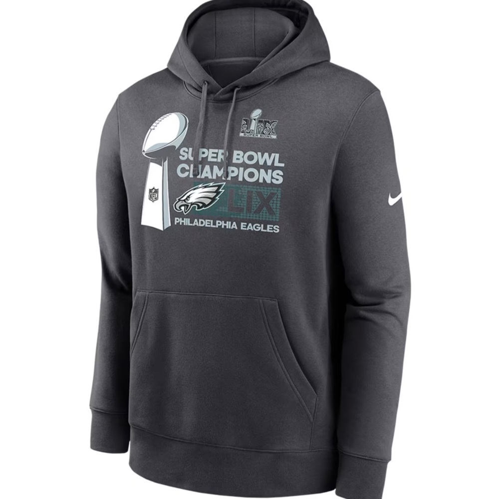 🆕 NIKE PHILADELPHIA EAGLES MENS ANTHRACITE SUPER BOWL LIX HOODIE